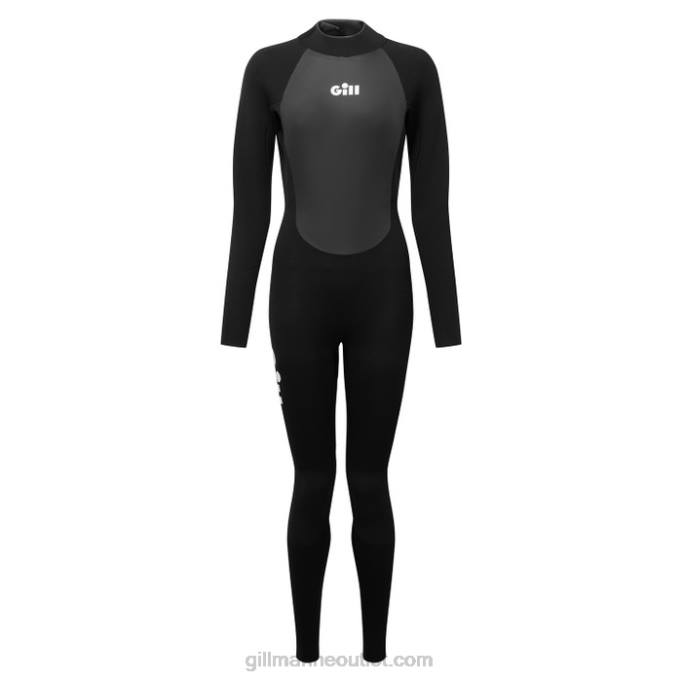 TDHL341 Black Women's Pursuit Wetsuit 4/3mm Back ZipGill Marine